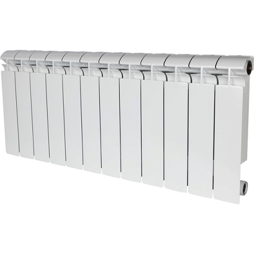 Биметаллический радиатор STOUT ALPHA 350 - 12 секций, боковое, белый RAL 9016