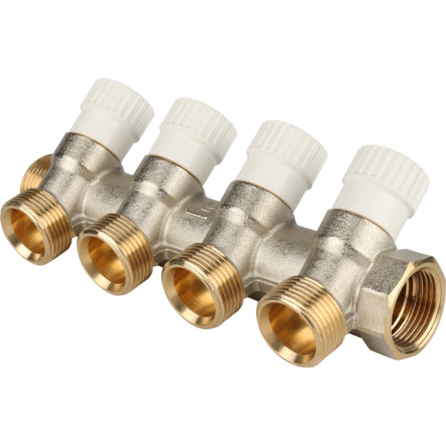 Коллектор 4 выхода STOUT 3/4"x3/4"евроконус с вентилями SMB 6851 343404