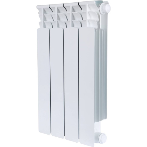 Биметаллический радиатор STOUT Space 500 - 4 секции, нижнее справа, белый RAL 9016