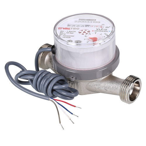 Счетчик воды 1/2" без сгонов, длинна 80 мм, универсал с импульсным выходом Valtec VLF-15U-IL