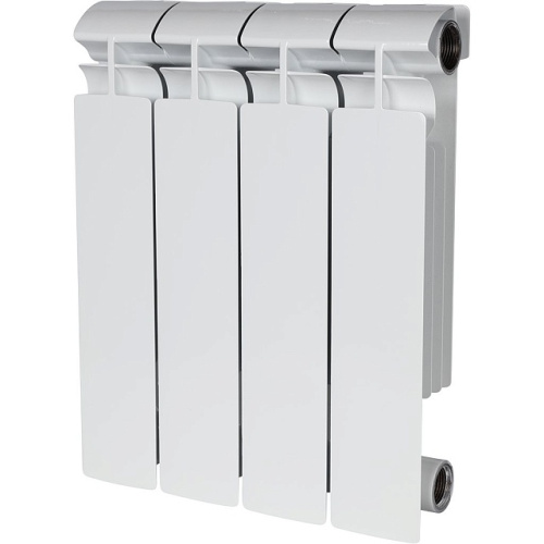 Биметаллический радиатор STOUT ALPHA 350 - 4 секции, боковое, белый RAL 9016