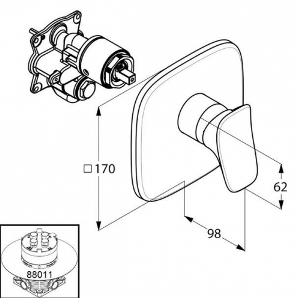 Смеситель для скрытого монтажа Kludi Ambienta 536550575 Хром, неполный комплект