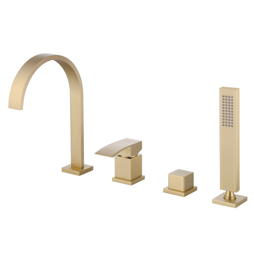 Смеситель для ванны ABBER Wasserfall AF8613G на борт ванны, золото матовое