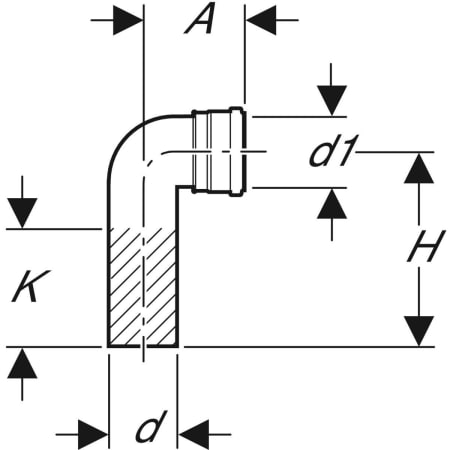 Соединительное колено Geberit 90°, для подвесного унитаза 366.061.16.1