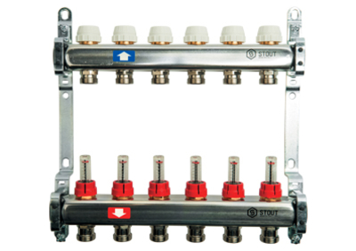 Коллектор отопления STOUT 1"нержа., 11x3/4" с расxодомерами SMS 0917 000011
