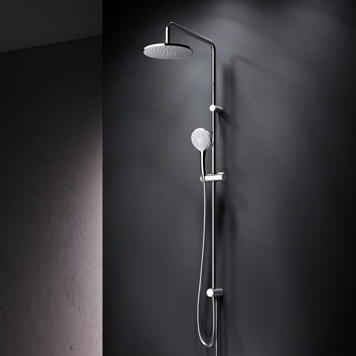 Душевая система Am.Pm Gem F0790000 хром: переключатель, стойка с верхним душем, ручной душ