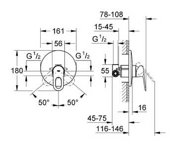 Смеситель для скрытого монтажа Grohe Bauloop 29080000 Хром, комплект готового монтажа