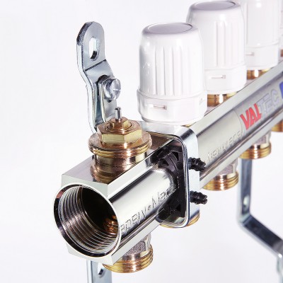 Коллектор отопления Valtec 1"латунь, 10x3/4"ЕК без расходомеров VTc.594.EMNX.0610
