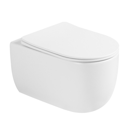 Подвесной унитаз ABBER Bequem AC1104TMW белый матовый, безободковый, смыв торнадо