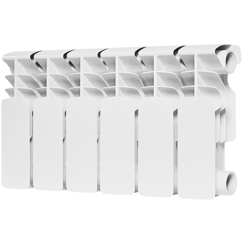 Биметаллический радиатор Rommer Plus Bm 200 - 6 секций, боковое, белый RAL9016