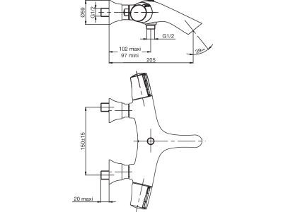Смеситель для ванны Jacob Delafon Symbol E71684-CP Хром, термостатический