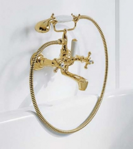 Смеситель для ванны Kludi Adlon 514414520 латунь, настенный, крестообразные рукоятки