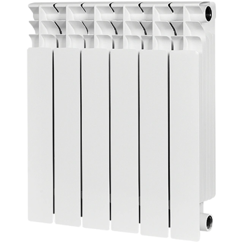 Биметаллический радиатор STOUT TITAN 500 - 6 секций, боковое, белый RAL 9016