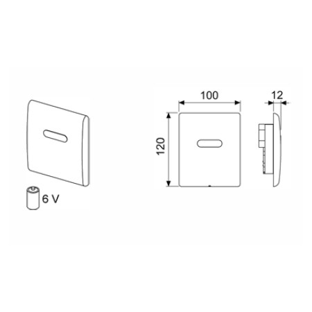 Клавиша для писсуара TECE planus нержавейка с ИК-датчикон на батарейке 6V DC 9242350