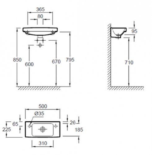 Раковина Jacob Delafon Odeon Up E4701R-00 белый 500х140х225