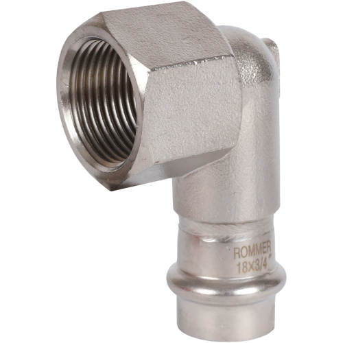 Угольник с резьбой ВПр-ВР 18х3/4" пресс, нержавеющая сталь Rommer
