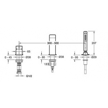 Смеситель для ванны Jacob Delafon Strayt E37337-CP хром, не поворотный излив (217мм)