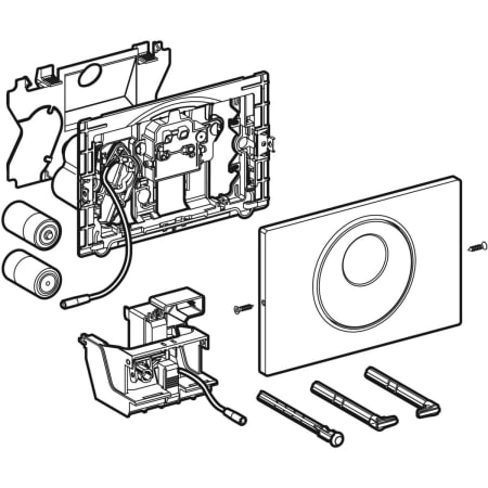 Система электронного управления смывом унитаза Geberit, питание от батарей, двойной смыв, смывная клавиша Sigma10, автоматический / бесконтактный / ручной смыв 115.891.SN.5
