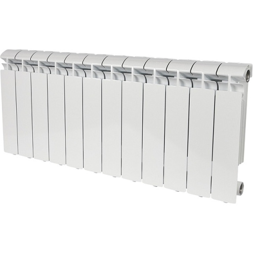 Алюминиевый радиатор STOUT ALPHA 350 - 12 секций, боковое, белый RAL 9016