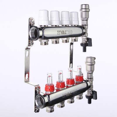 Коллектор отопления Valtec 1"нерж., 11x3/4"ЕК с расходомерами VTc.586.EMNX.0611