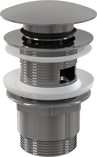 Выпуск Alcaplast 5/4", для раковины, механизм click/clack, с большой заглушкой, цельнометаллический A390