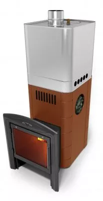 Банная печь Бирюса 2013 Inox Витра ЗК терракота