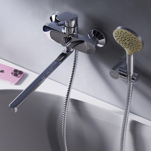 Смеситель для ванны AM.PM Like F8095000 душевой набор, излив 350 мм, хром