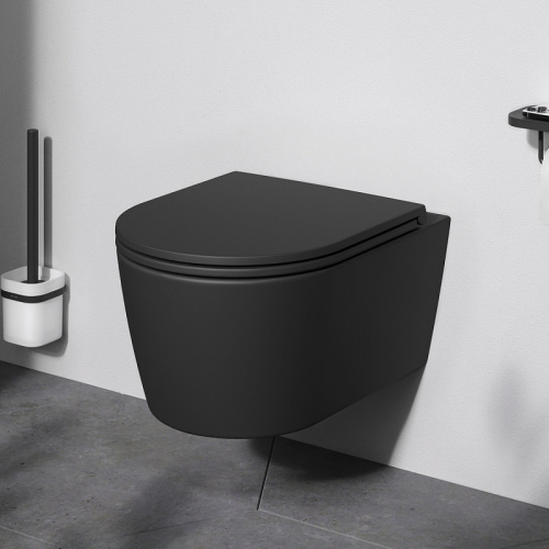 Подвесной унитаз Am.Pm Func C8F1700MBSC черный матовый, FlashClean безободковый с сиденьем микролифт