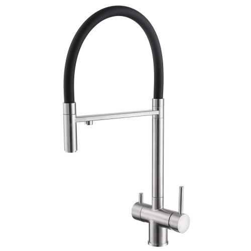 Смеситель для кухни ABBER Wasser Kreis AF81141 с подключением фильтра и выдвижной лейкой, хром