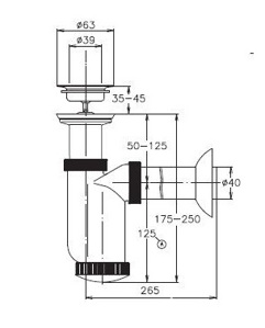 Сифон для писсуара Jika Domino 907300000001 белый, горизонтальный выпуск