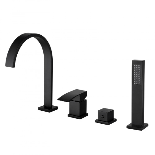 Смеситель для ванны ABBER Wasserfall AF8613B на борт ванны, черный матовый