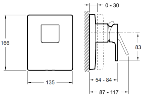 Смеситель для скрытого монтажа Jacob Delafon Strayt E98632-CP Хром, на 1 выход, неполный комплект