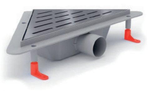 Угловой трап для душа MIANO с решеткой MEDIUM глянец, боковой слив