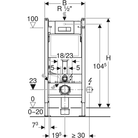 Инсталляция Geberit Duofix для подвесного унитаза, 112 см, со смывным бачком скрытого монтажа Delta 12 см, смывная клавиша Delta51 458.125.11.1