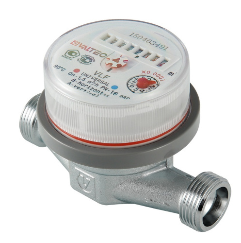 Счетчик воды 1/2" без сгонов, длинна 80 мм, универсальный Valtec VLF-15U-L.80