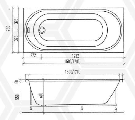Акриловая ванна Eurolux OBERONY 150х75 E1015075024