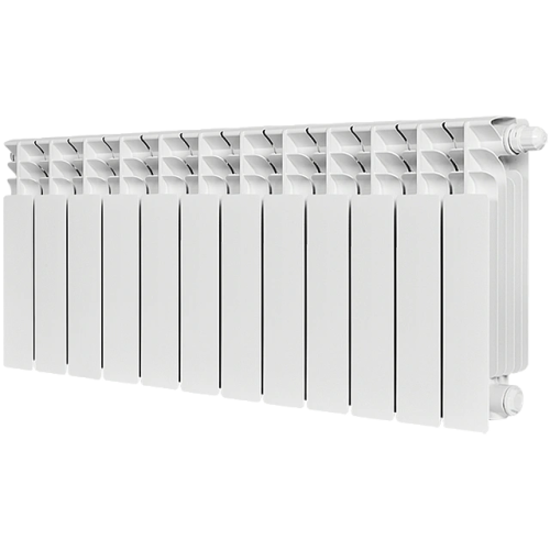 Биметаллический радиатор STOUT TITAN VENTIL 350 - 12 секций, нижнее справа, белый RAL 9016