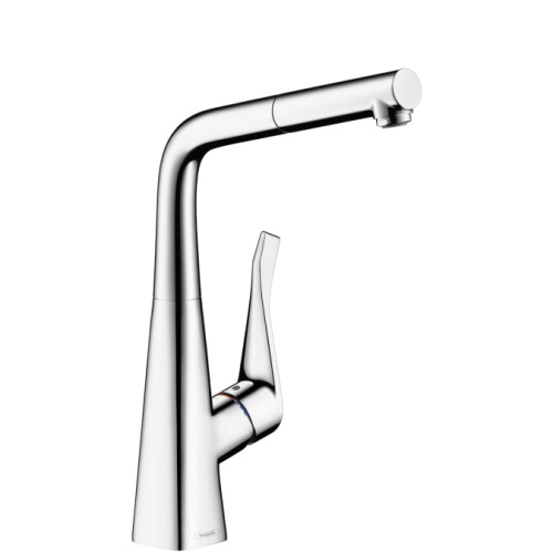 Смеситель для кухни Hansgrohe Metris 14821800 сталь, выдвижной излив