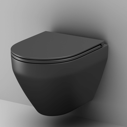 Подвесной унитаз Am.Pm Spirit V2.0 C701700MBSC черный матовый, FlashClean безободковый с сиденьем микролифт