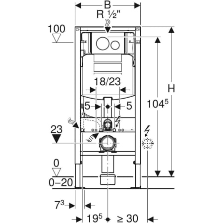 Инсталляция Geberit Duofix для подвесного унитаза, 112 см, со смывным бачком скрытого монтажа Sigma 12 см, смывная клавиша Sigma20 111.301.KJ.5