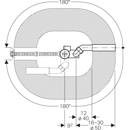 Слив для ванны Geberit с поворотным механизмом, d52, с декоративным комплектом, специальный размер 150.525.21.1