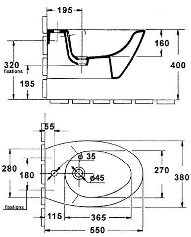 Биде подвесное Jacob Delafon Presquile E4441-00 белый 380х280х555