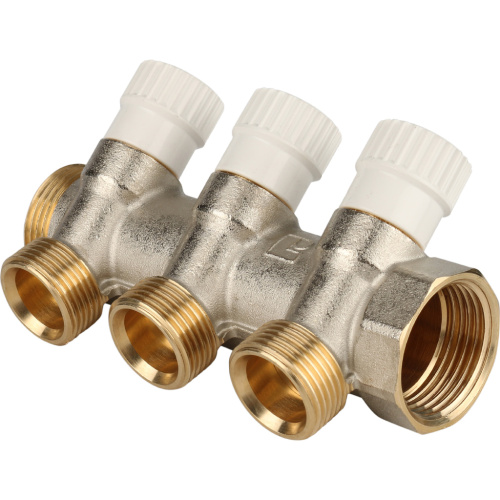 Коллектор 3 выхода STOUT 1"x3/4"евроконус с вентилями SMB 6851 013403