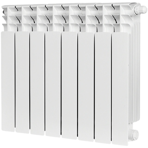 Биметаллический радиатор STOUT TITAN VENTIL 500 - 8 секций, нижнее справа, белый RAL 9016