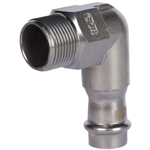 Угольник с резьбой ВПр-НР 18х3/4" пресс, нержавеющая сталь Rommer