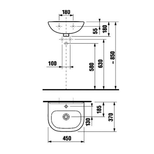Рукомойник Jika Olymp 156120001041 белый 450x370