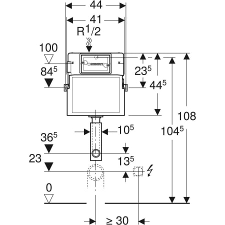Смывной бачок скрытого монтажа Geberit Delta 12 см, 6/3 литра, фронтальная установка 109.100.00.1