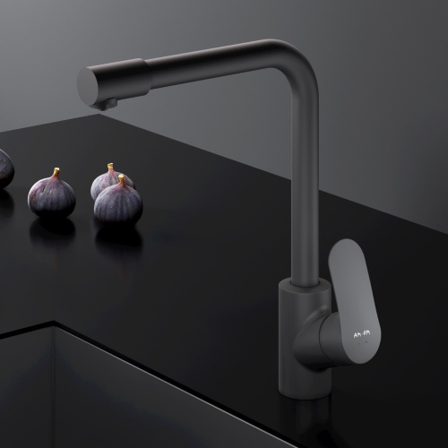 Смеситель для кухни AM.PM Like с каналом для питьевой воды, L-излив, черный матовый