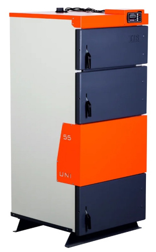 Котел твердотопливный 90кВт TIS UNI 85 интеллектуальный пульт, вентилятор, увеличенная топка