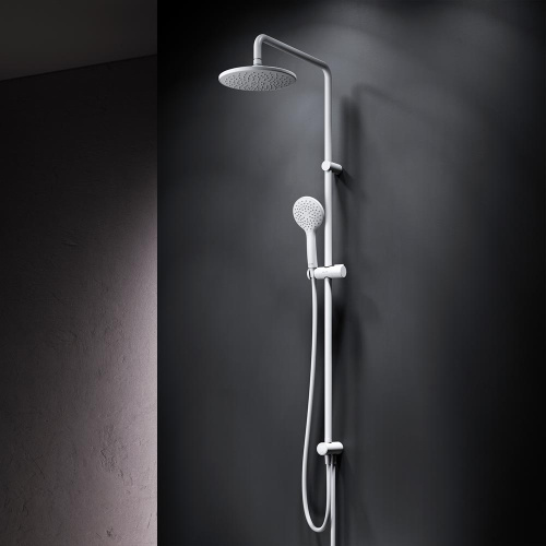 Душевая система Am.Pm Gem F0790033 белый: переключатель, стойка с верхним душем, ручной душ